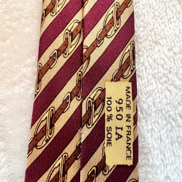 Hermes PARIS Purple Striped Equestrian Access. Print Tie Silk 57”/3".1/2 EX CON - Picture 6 of 8